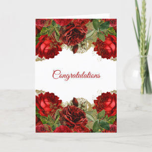 Carte Félicitations de mariage de rose rouge élégante fl