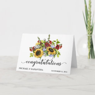 Carte Félicitations de mariage personnalisées Tournesol