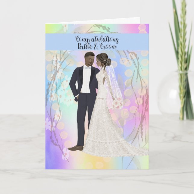 Carte Félicitations de mariage pour couple noir (Devant)