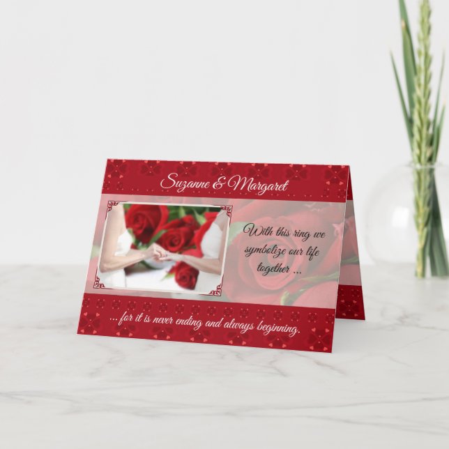 Carte Félicitations de Mariages lesbiennes avec Red Rose (Devant)