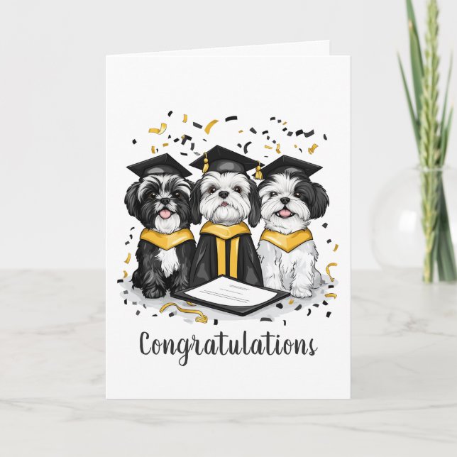 Carte Félicitations Diplôme Chih Tzu Chiens (Devant)