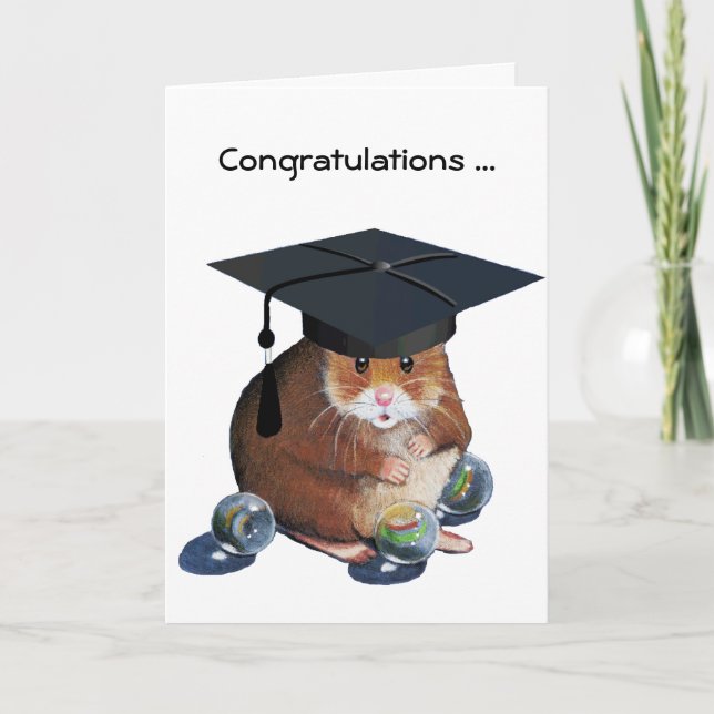 Carte Félicitations Diplômé : Hamster : Tous les marbres (Devant)