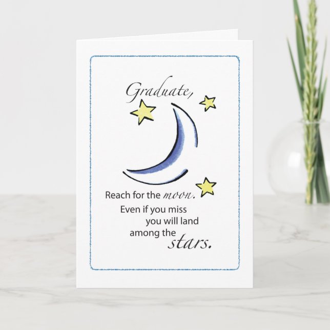 Carte Félicitations, Diplômé, Lune et étoiles (Devant)