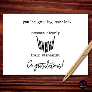 Carte Félicitations drôles de mariage - Baisse des stand