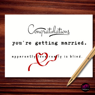 Carte Félicitations drôles pour un mariage d'amour aveug