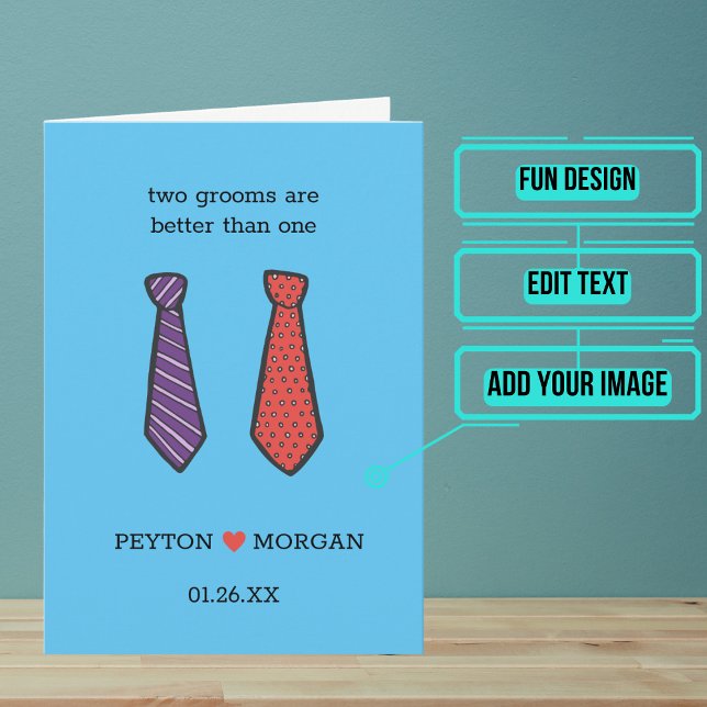 Carte Félicitations du jour de mariage de deux chambres (Send your love and congratulations with a modern and unique twist.)