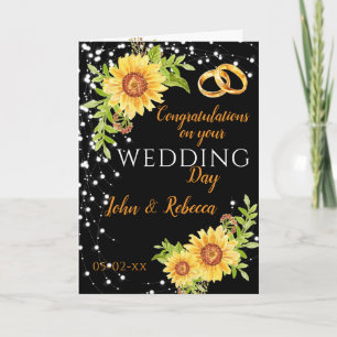 Carte Félicitations du jour de mariage Fleur de soleil