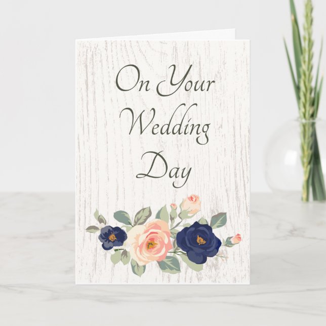 Carte Félicitations du jour de mariage Rustic Floral (Devant)