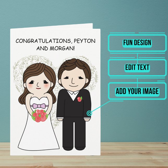 Carte Félicitations du jour du mariage Anime Bride et Gr (Send your love and congratulations with a modern and unique twist.)