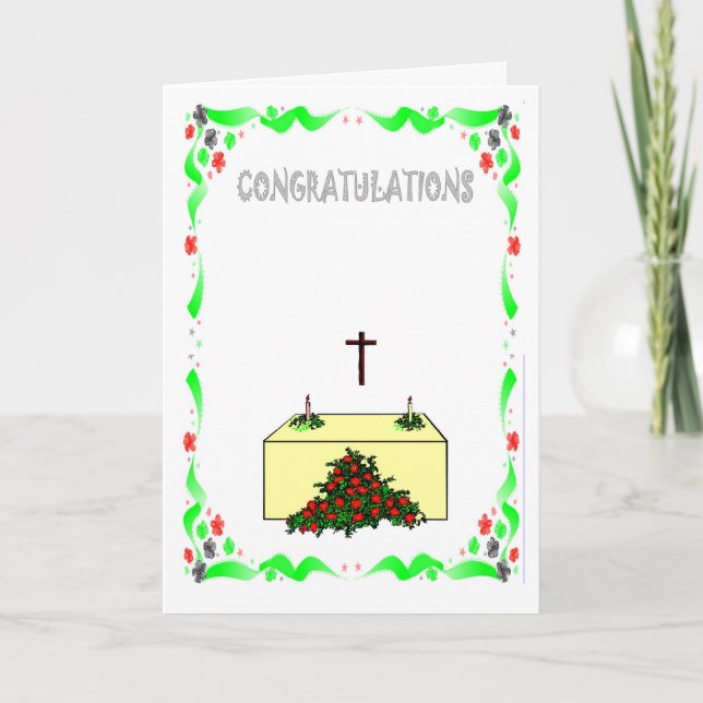 Carte Félicitations, église (Devant)
