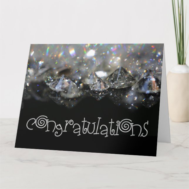 Carte Félicitations Elegant Black White brillant Diamond (Devant)