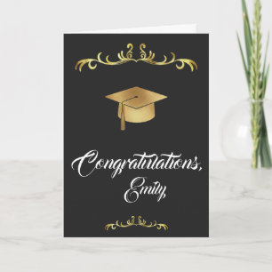 Carte Félicitations Élégantes Dorées Diplômé Remise de d