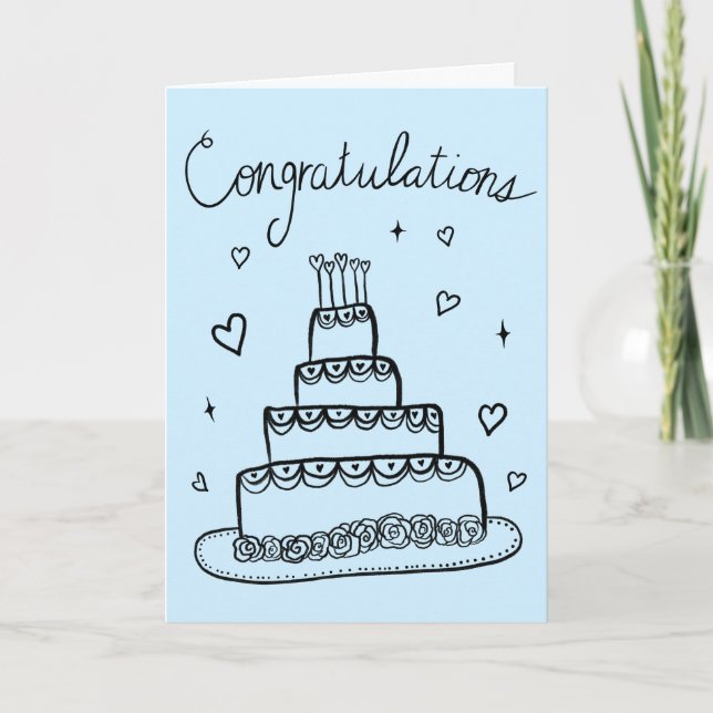 Carte Félicitations Fiançailles Mariage Sketch Doodle (Devant)