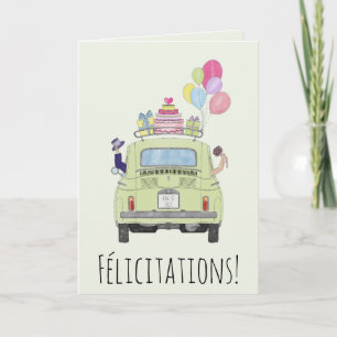 Carte Félicitations françaises pour le mariage Fiat 500