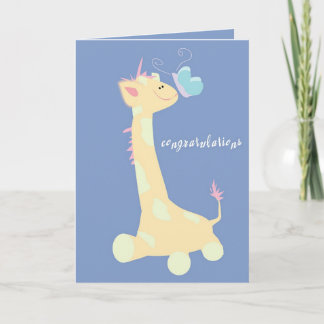 Carte Félicitations (Giraffe Bébé / Papillon)