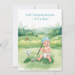 Carte Félicitations Golf C'est un Garçon Bébé Go