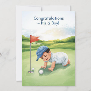 Carte Félicitations Golf C'est un Garçon Bébé Go