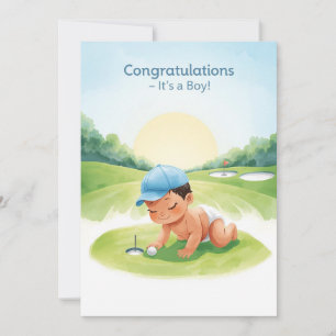 Carte Félicitations Golf C'est un Garçon Bébé Go