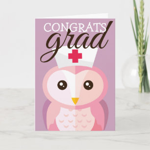 Carte Félicitations Grad   Nurse Owl
