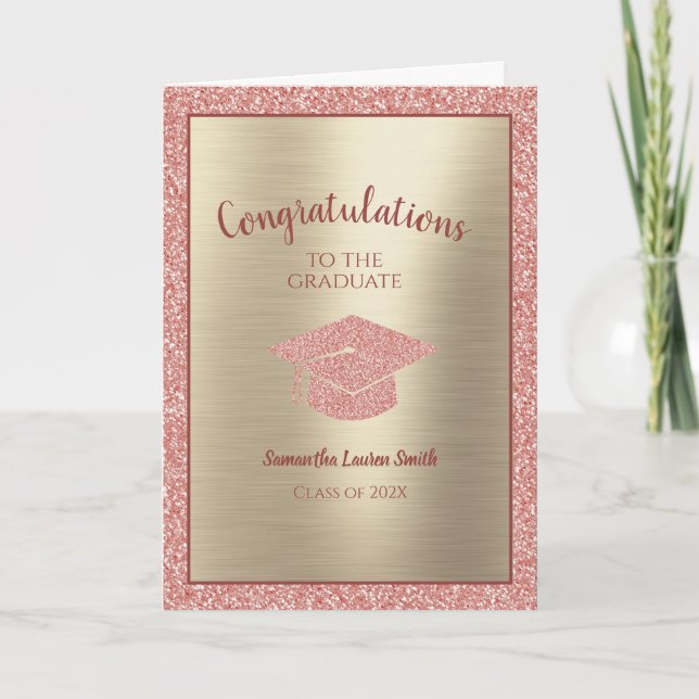 Carte Félicitations Graduate Class of 2022 Pink Gold (Devant)