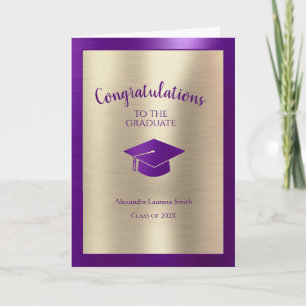 Carte Félicitations Graduate Class of 2024 Purple Gold