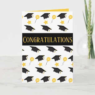 Carte Félicitations Graduation Ballons Casquette Motif P