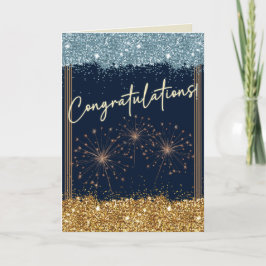 Carte Félicitations Graduation Blue et Gold Sparkle