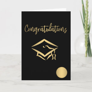 Carte Félicitations Graduation Cap Gold Seal Metallic