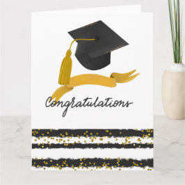 Carte Félicitations Graduation Confetti or noir