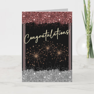 Carte Félicitations Graduation Maron & Argent Sparkle