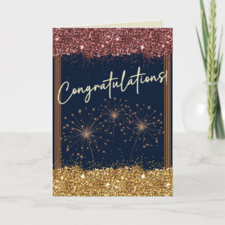 Carte Félicitations Graduation Maron & Gold Sparkle