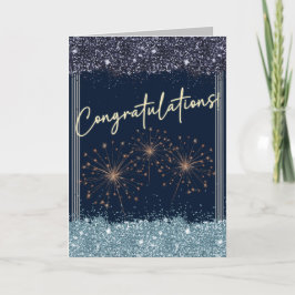 Carte Félicitations Graduation Sky Blue & Navy Sparkle