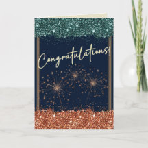 Félicitations Graduation Turquoise & Orange Sparkl