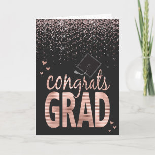 Carte Félicitations Grand Blush Rose Faux Foil