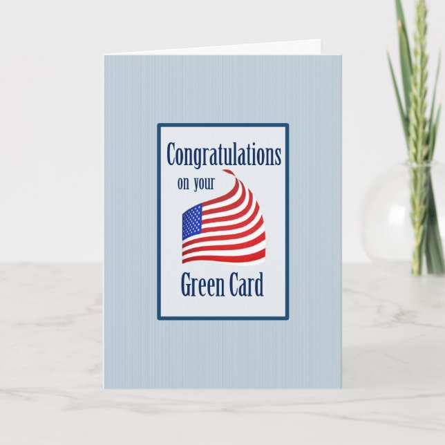 Carte Félicitations Green Card US Drapeau (Devant)