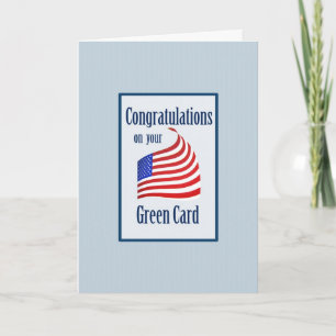 Carte Félicitations Green Card US Drapeau