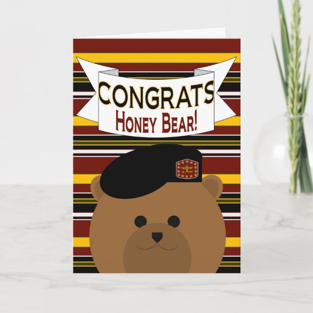 Carte Félicitations Héros de l'Armée de l'Ours de miel - (Devant)
