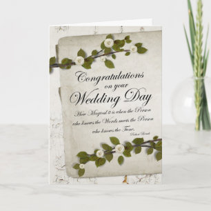 Carte Félicitations le jour du mariage Floral blanc