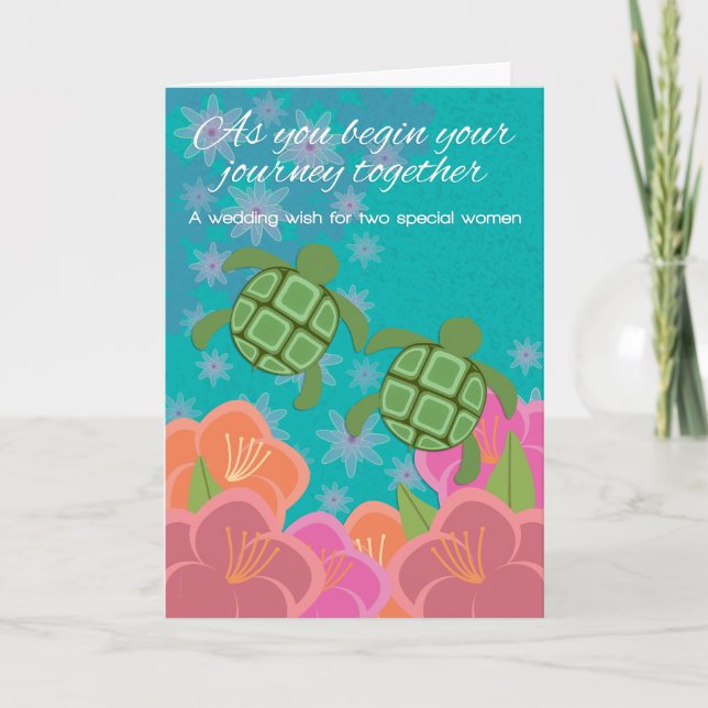 Carte Félicitations lesbiennes de mariage de tortues de (Devant)