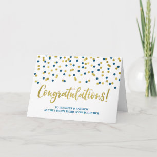 Carte Félicitations Mariage Couple Gold Blue