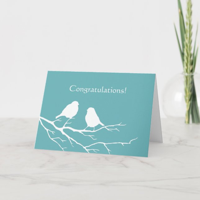 Carte Félicitations Mariage Cute Sparrow Bird Blue (Devant)