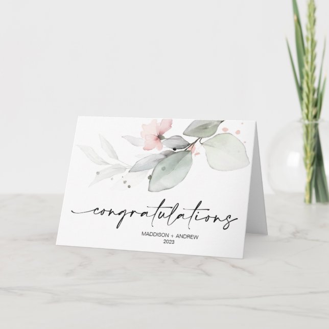Carte Félicitations Mariage Fiançailles cadeau Floral (Devant)