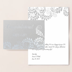 Carte Félicitations Mariage Floral Pattern Foil