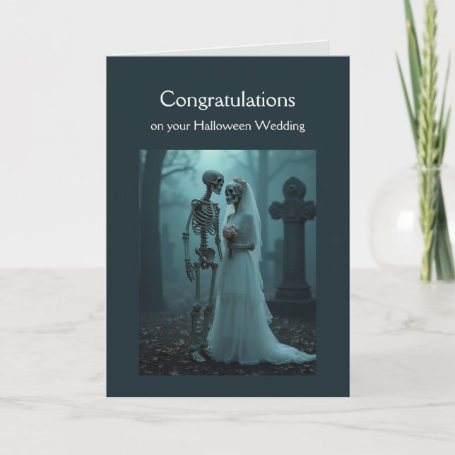 Carte Félicitations Mariage Skeleton Couple Vintage (Devant)