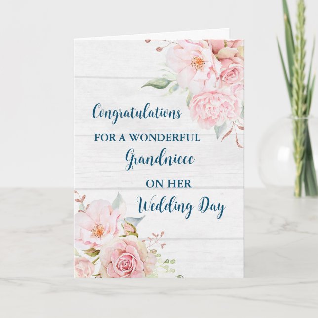 Carte Félicitations Mariages à la grande nièce rose (Devant)