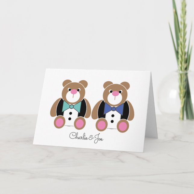 Carte Félicitations mariages gays mignonette ours en pel (Devant)