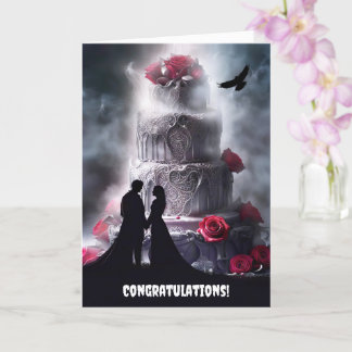 Carte Félicitations Mariages gothiques avec Raven Cake