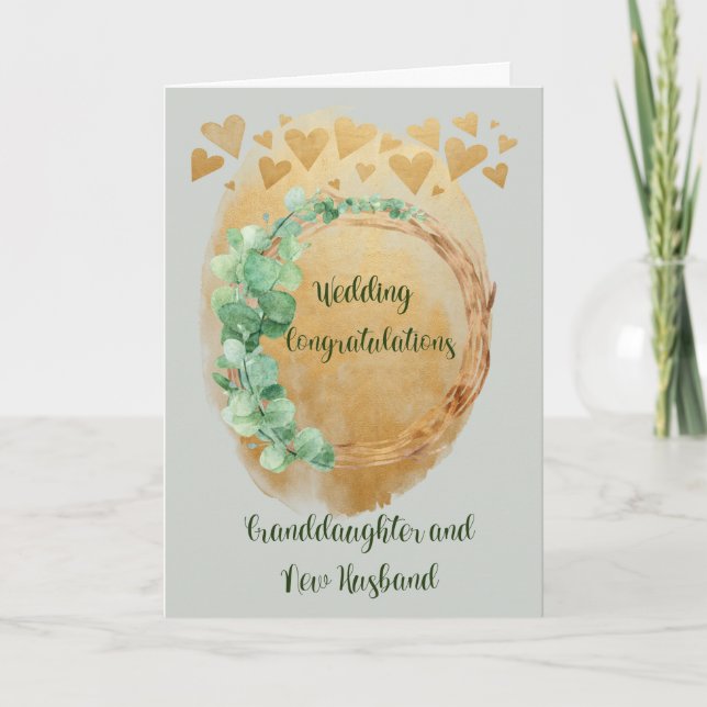 Carte Félicitations mariages pour la petite-fille et le  (Devant)