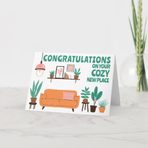 Carte Félicitations New Home Cosy Cute Living Room