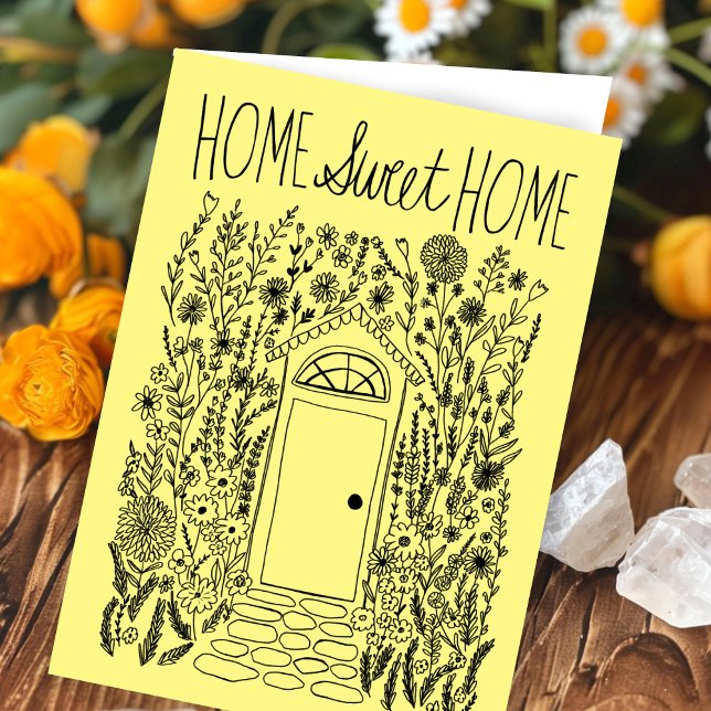 Carte Félicitations New Home Garden Door Custom (Congratulations New Home Garden Door Custom Card
Yellow Flowers Floral Home Sweet Home Apartment)